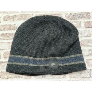Turtle Fur Merino Wool Blend Beanie Hat  Striped Fleece Lined Cap Mens Gray OSFA